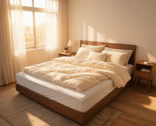 Family bedroom with protective bedding