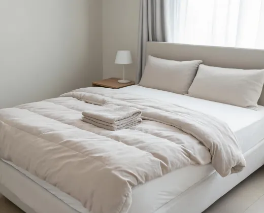 Guest room bedding setup